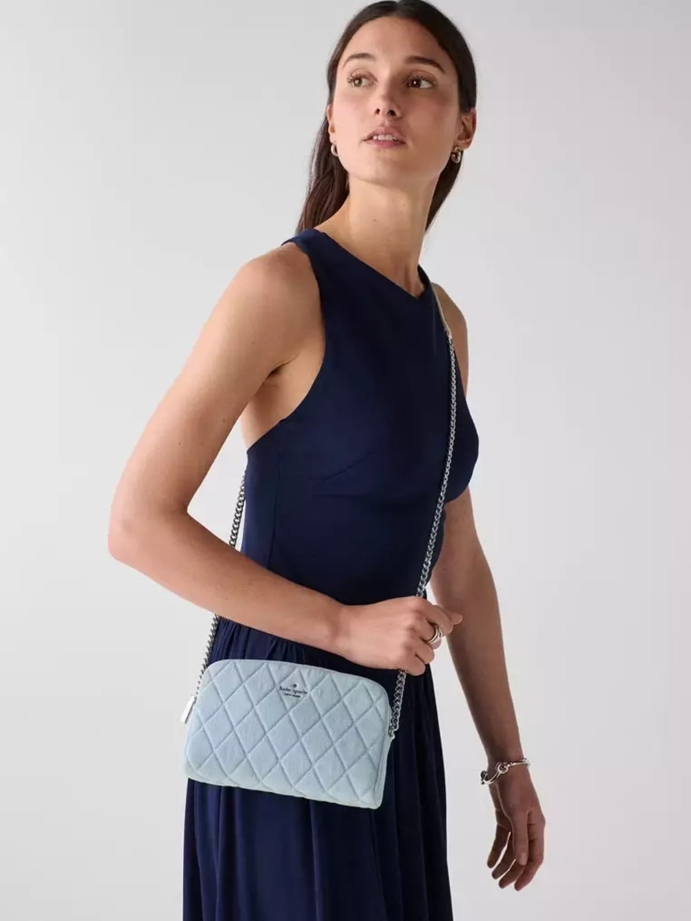 kate spade Light Blue Quilted Crossbody with Chain Strap